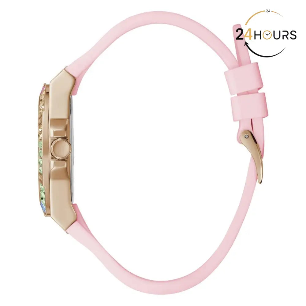 Montre analogique Guess pour femme, cadran blanc, 39 mm, référence GW0541L2