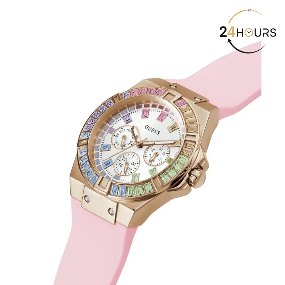 Montre analogique Guess pour femme, cadran blanc, 39 mm, référence GW0541L2