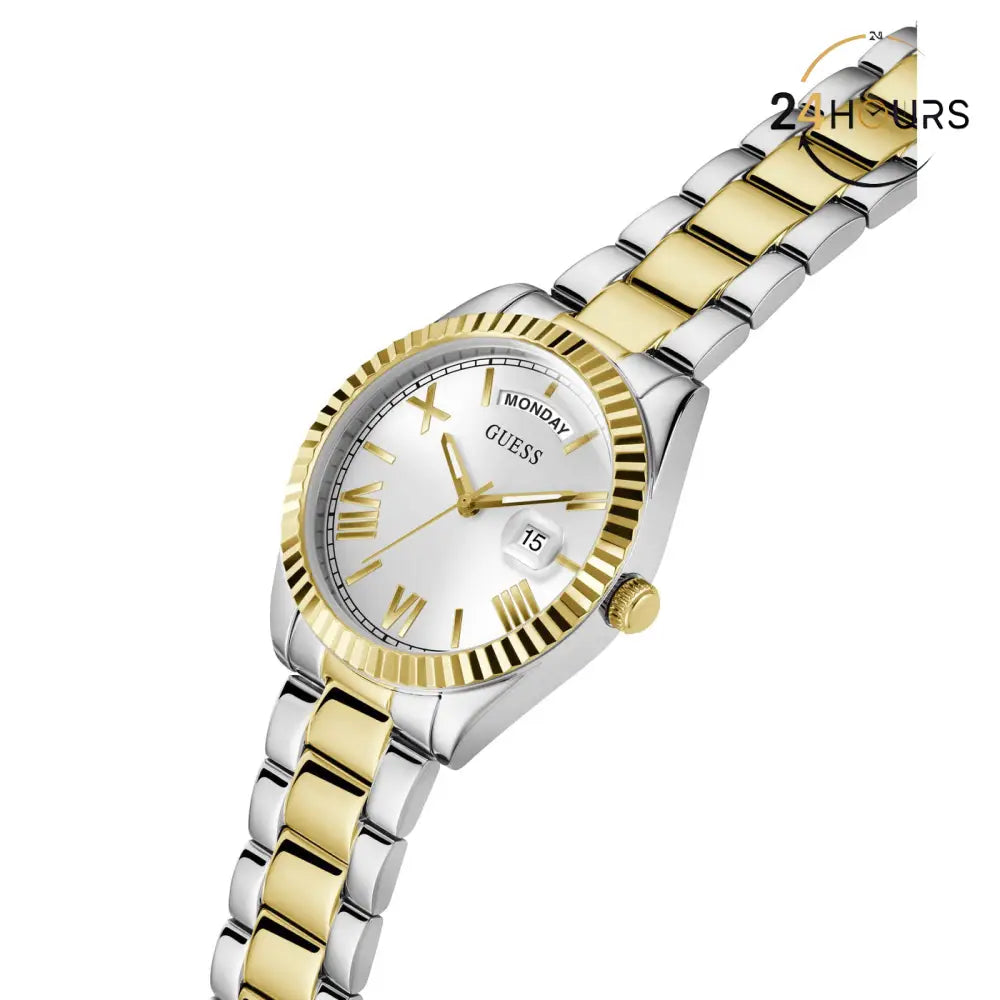 Montre Guess Luna blanche à cadran rond, à quartz analogique, pour femme