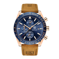 BENYAR BY-5140B Montre Homme Chronographe Étanche avec bracelet en Cuir Dan – Bleu & Doré