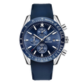 BENYAR BY-5140I Montre Homme Chronographe Étanche avec bracelet en Silicone – Bleu & Argenté