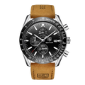 BENYAR BY-5140C Montre Homme Chronographe Étanche avec bracelet en Cuir Dan – Noir & Argenté