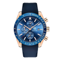BENYAR BY-5140G Montre Homme Chronographe Étanche avec bracelet en Silicone – Bleu & Doré