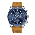 BENYAR BY-5140D Montre Homme Chronographe Étanche avec bracelet en Cuir Dan – Bleu & Argenté