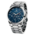 BENYAR BY-5160C Montre Homme Chronographe Étanche en Acier Inoxydable – Argenté & Bleu