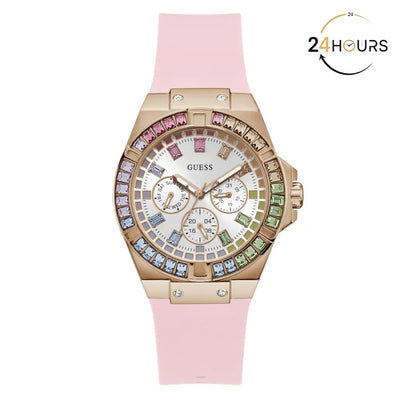 Montre analogique Guess pour femme, cadran blanc, 39 mm, référence GW0541L2