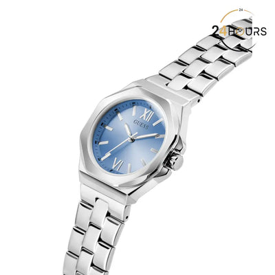 Montre Guess Empress bleue à cadran rond, à quartz analogique, pour femme GW0873L1
