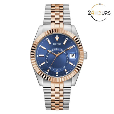Montre Guess Jaden bleue ronde à quartz pour homme GW0977G5