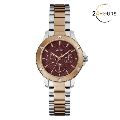 Montre Guess Mist rouge à cadran rond, analogique à quartz, pour femme
